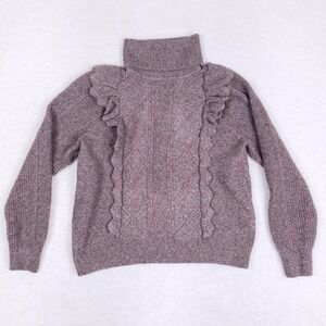 Design History Ruffle‎ Cable Knit Sweater XL Cozy Core Soft Feminine Style